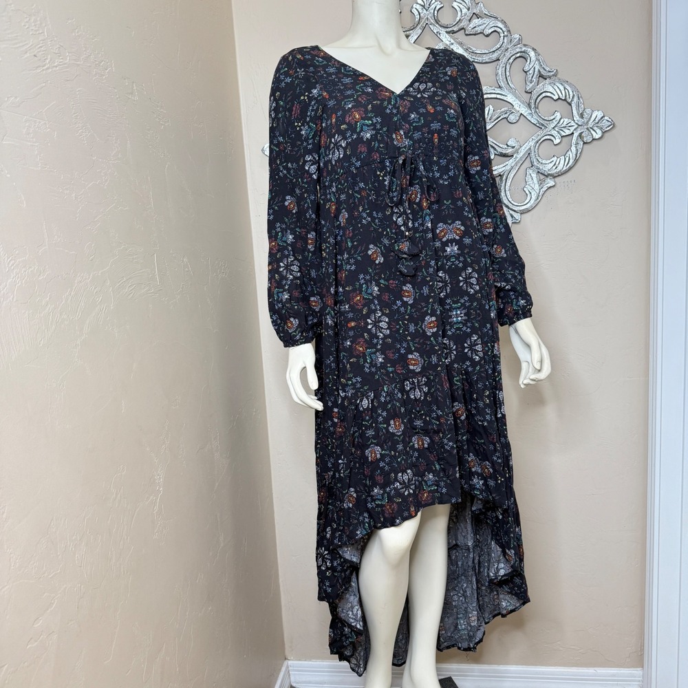 Love Stitch Bohemian Hi Low Floral Dress Maxi‎ Lined Comfortable Lagenlook